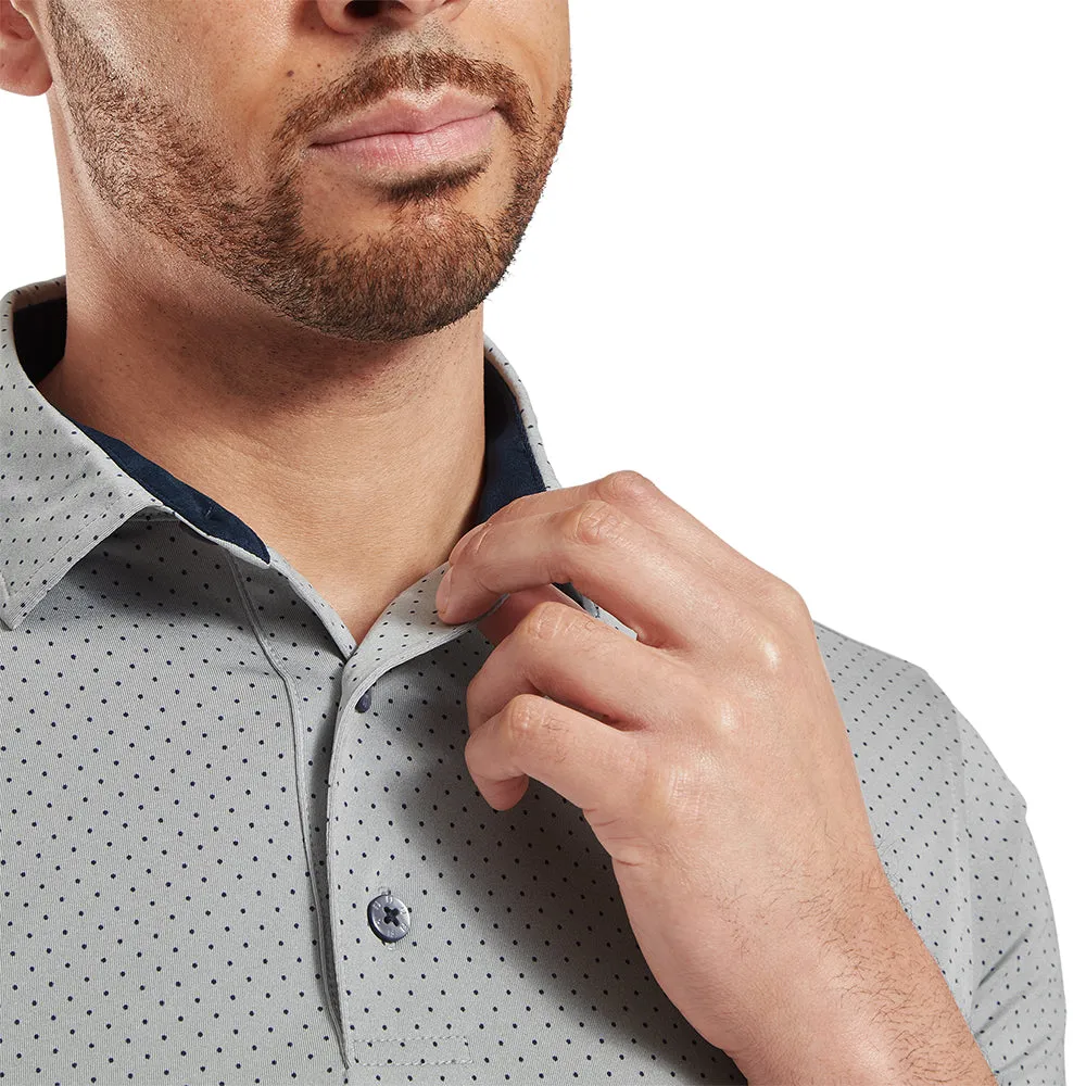 FootJoy Stretch Lisle Dot Print Polo Shirt - Grey/Navy