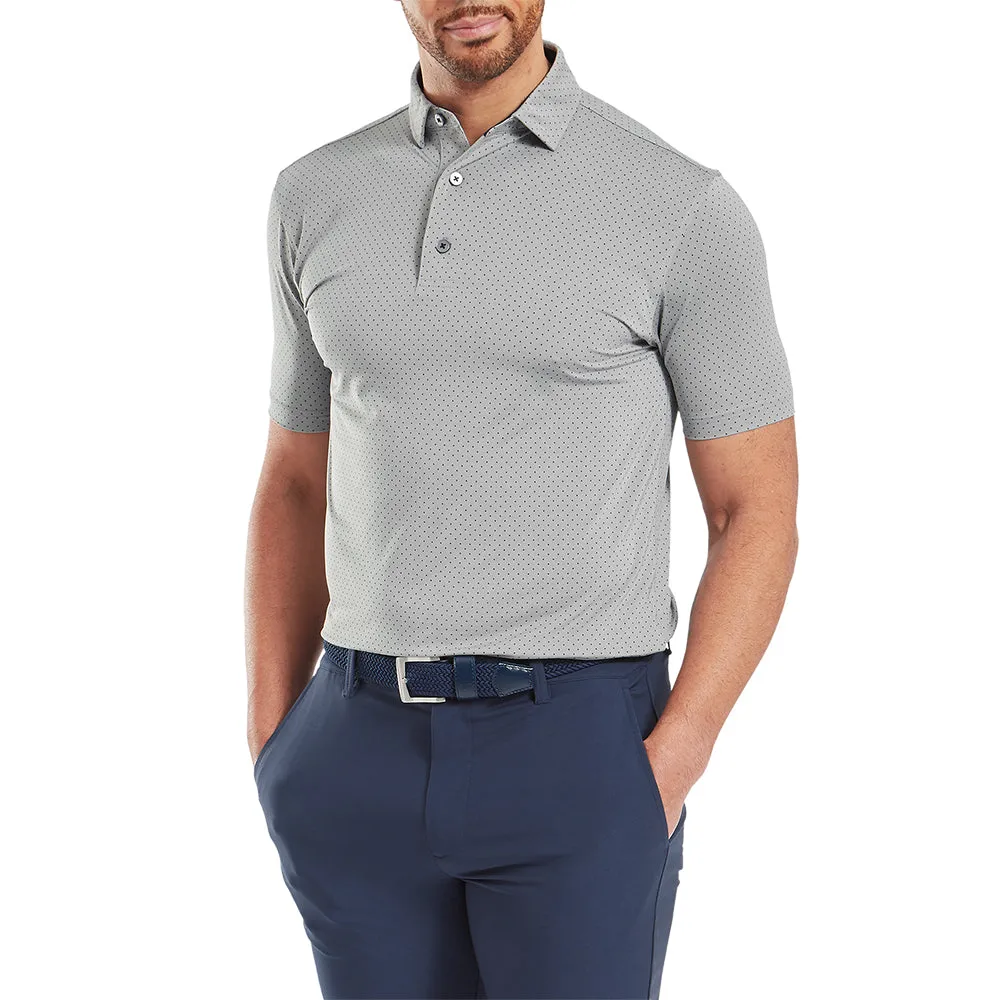 FootJoy Stretch Lisle Dot Print Polo Shirt - Grey/Navy