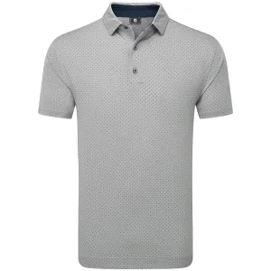 FootJoy Stretch Lisle Dot Print Polo Shirt - Grey/Navy