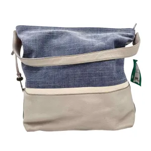 FOSSIL Chambray Gray & Cream Leather MAYA Convertible HOBO w/Crossbody Strap