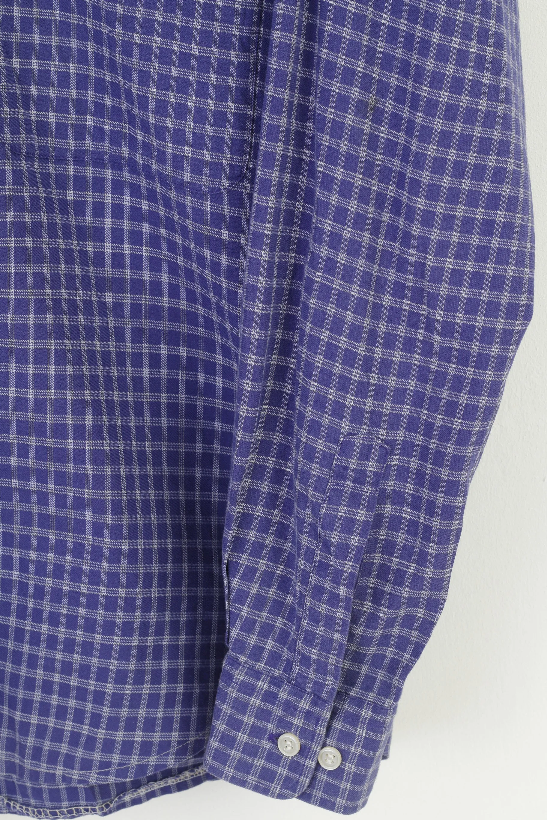 Francis Lai Men S Casual Shirt Checkered Buttons Down Collar Long Sleeve Navy Top
