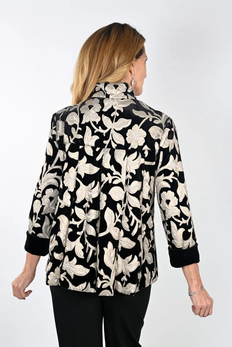 Frank Lyman - Jacquard 3/4 Sleeve Jacket - 239386 - Black/Champagne