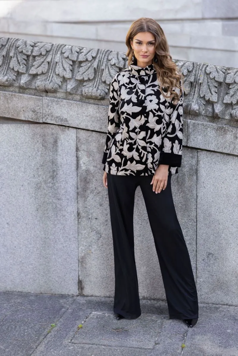 Frank Lyman - Jacquard 3/4 Sleeve Jacket - 239386 - Black/Champagne