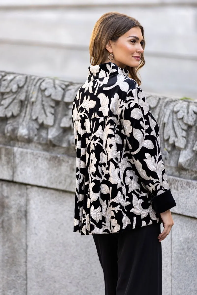Frank Lyman - Jacquard 3/4 Sleeve Jacket - 239386 - Black/Champagne