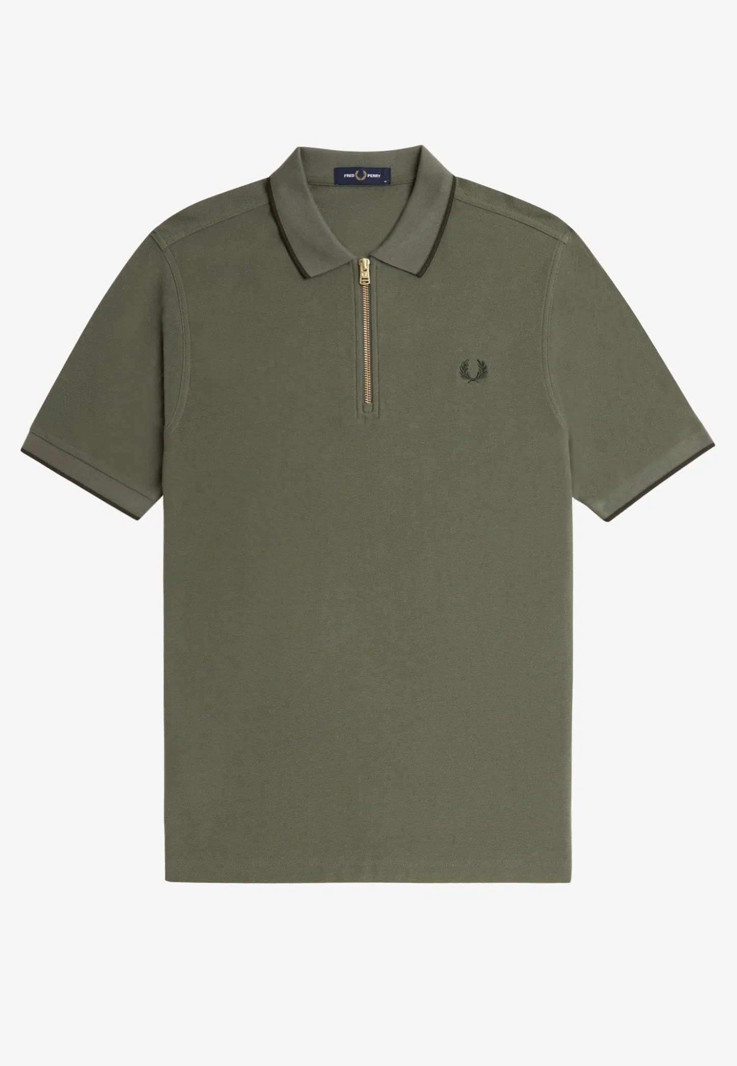 Fred Perry - Crepe Pique Zip Neck Laurel Wreath Green - Polo
