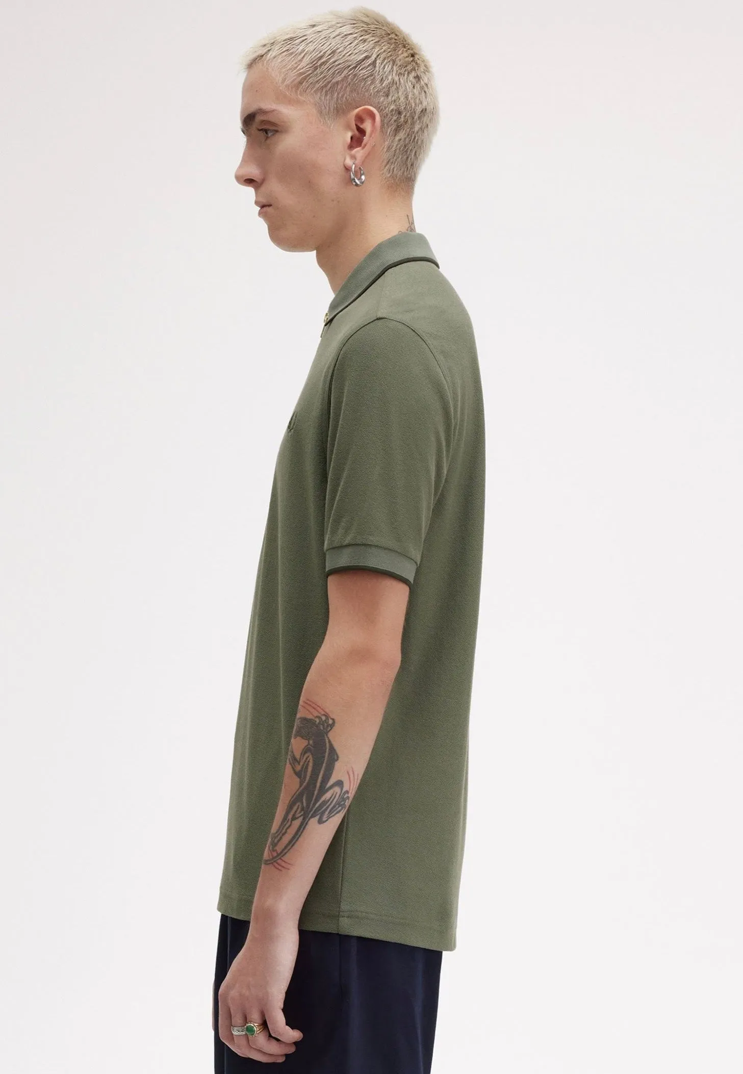 Fred Perry - Crepe Pique Zip Neck Laurel Wreath Green - Polo