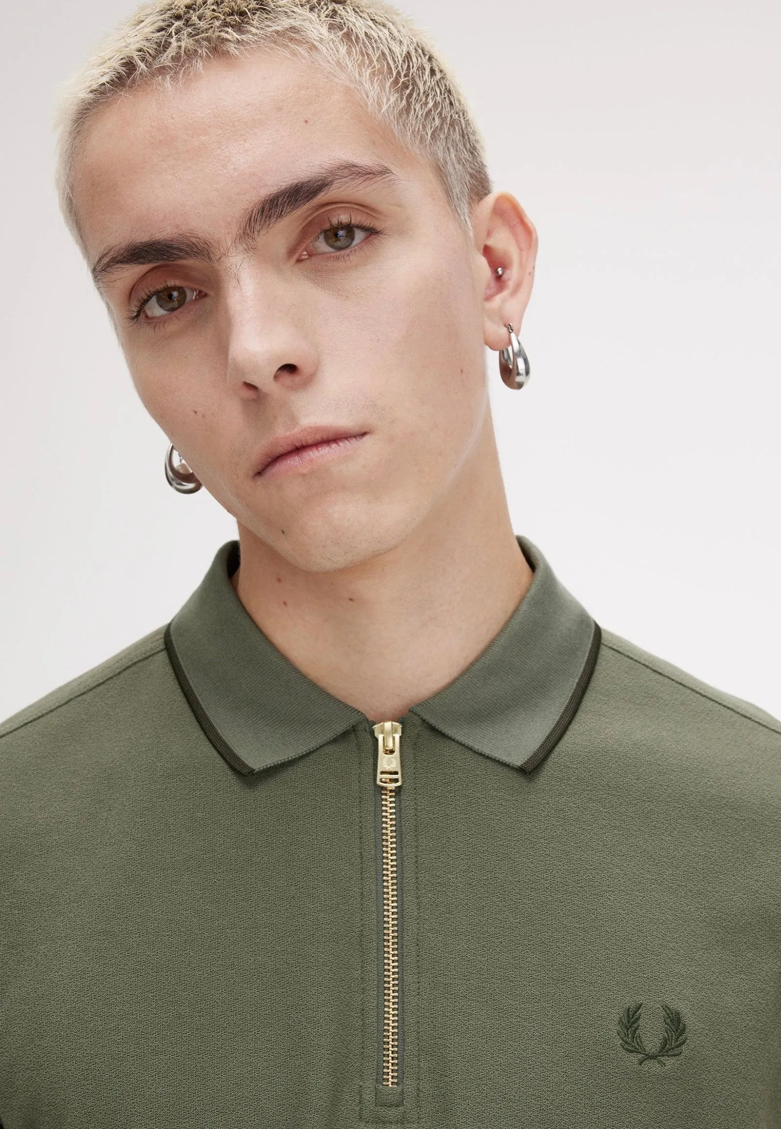 Fred Perry - Crepe Pique Zip Neck Laurel Wreath Green - Polo
