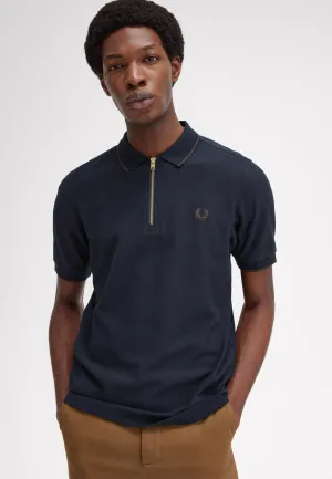 Fred Perry - Crepe Pique Zip Neck Navy - Polo