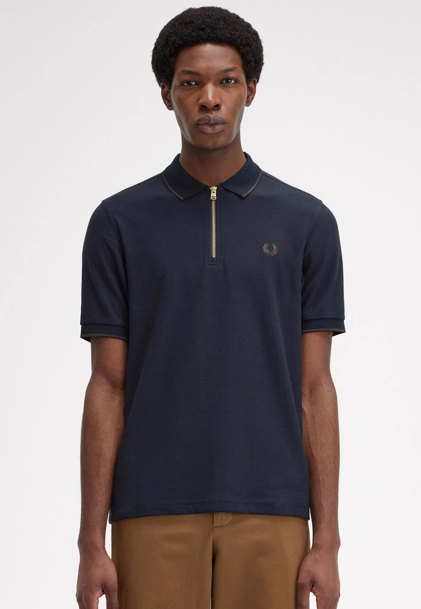 Fred Perry - Crepe Pique Zip Neck Navy - Polo