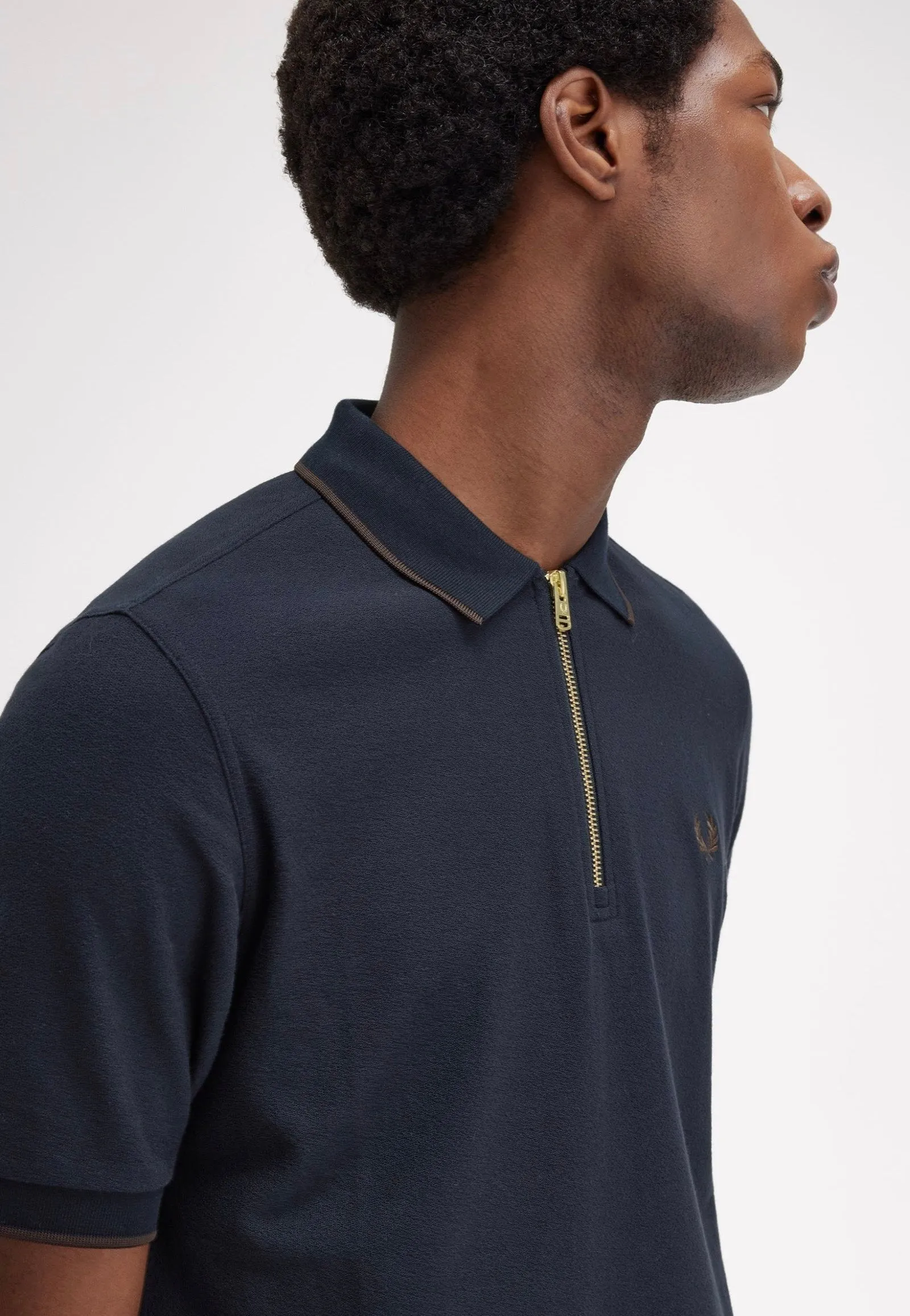Fred Perry - Crepe Pique Zip Neck Navy - Polo