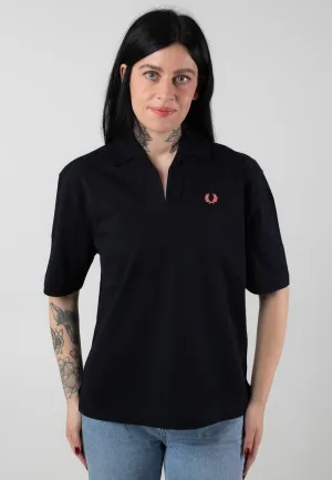 Fred Perry - Open Collar Mesh Black - Polo