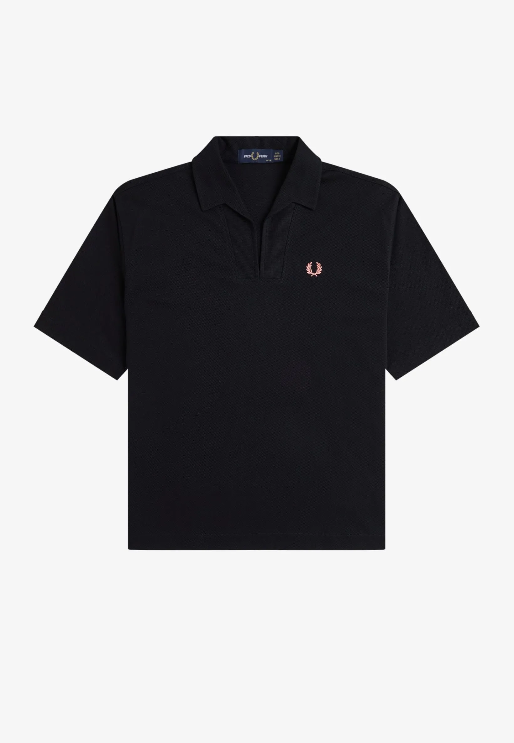 Fred Perry - Open Collar Mesh Black - Polo