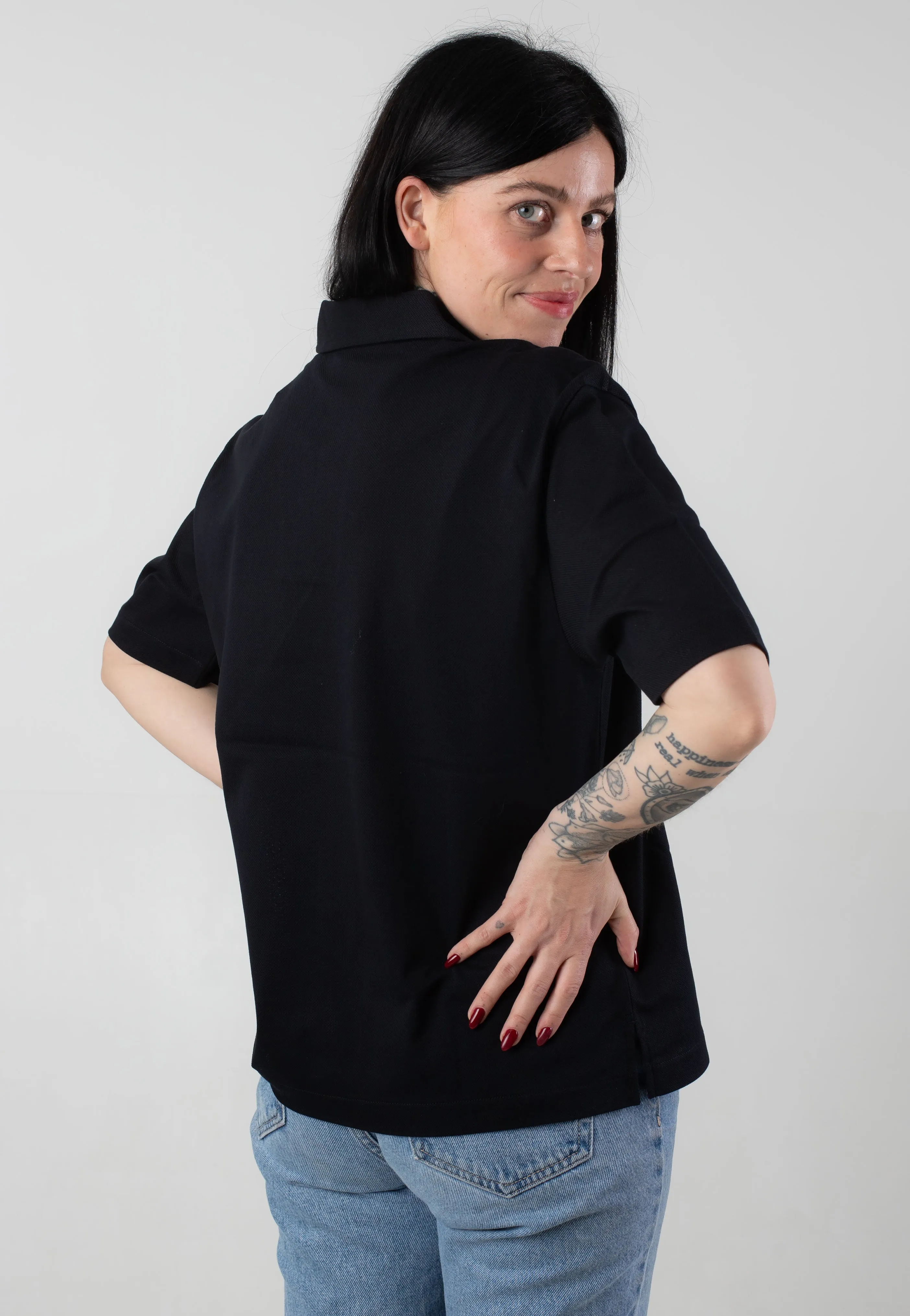 Fred Perry - Open Collar Mesh Black - Polo