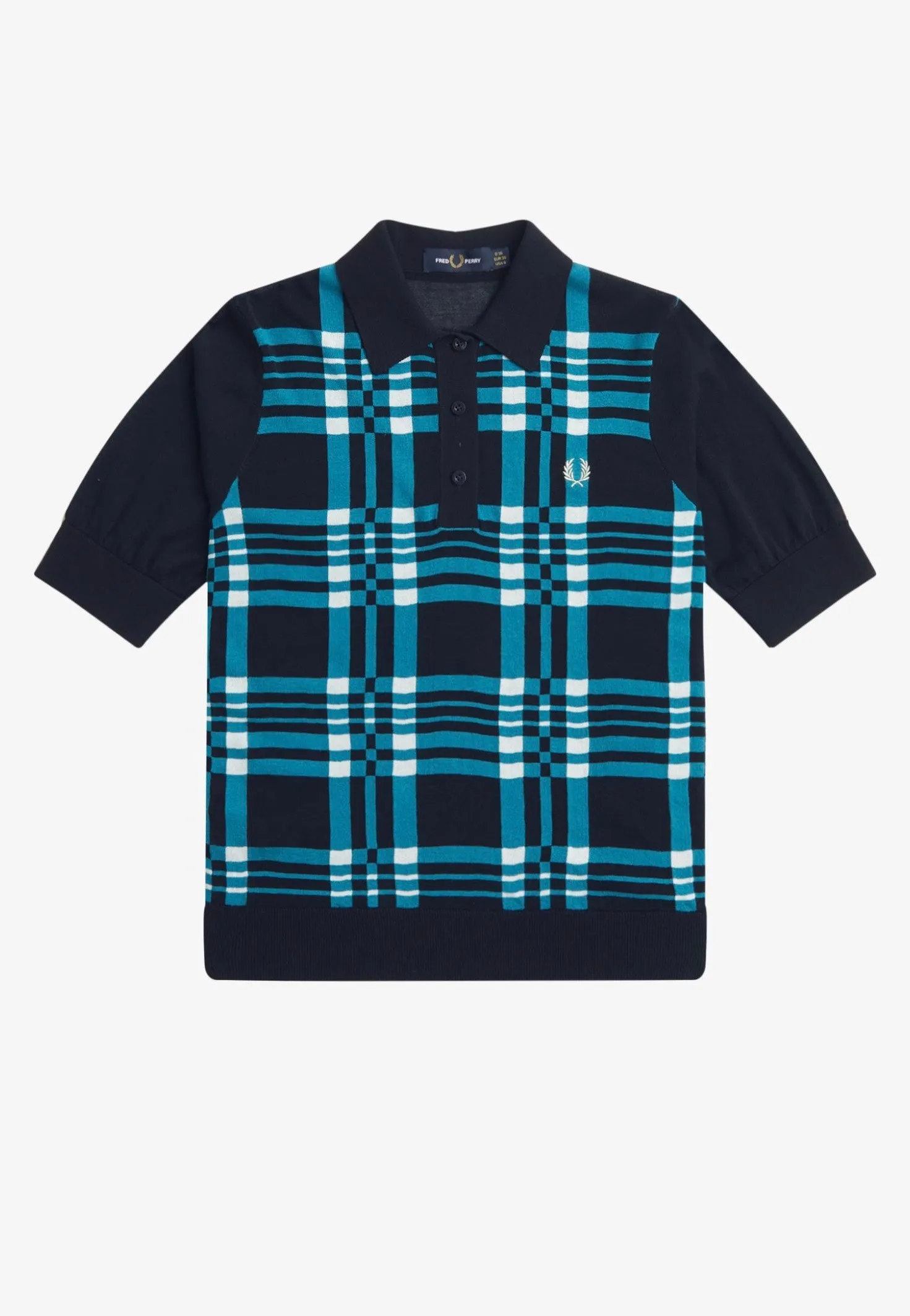 Fred Perry - Sheer Tartan Knitted Navy - Polo