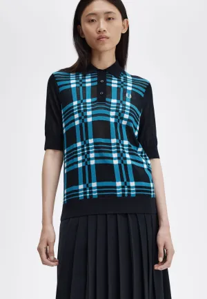 Fred Perry - Sheer Tartan Knitted Navy - Polo