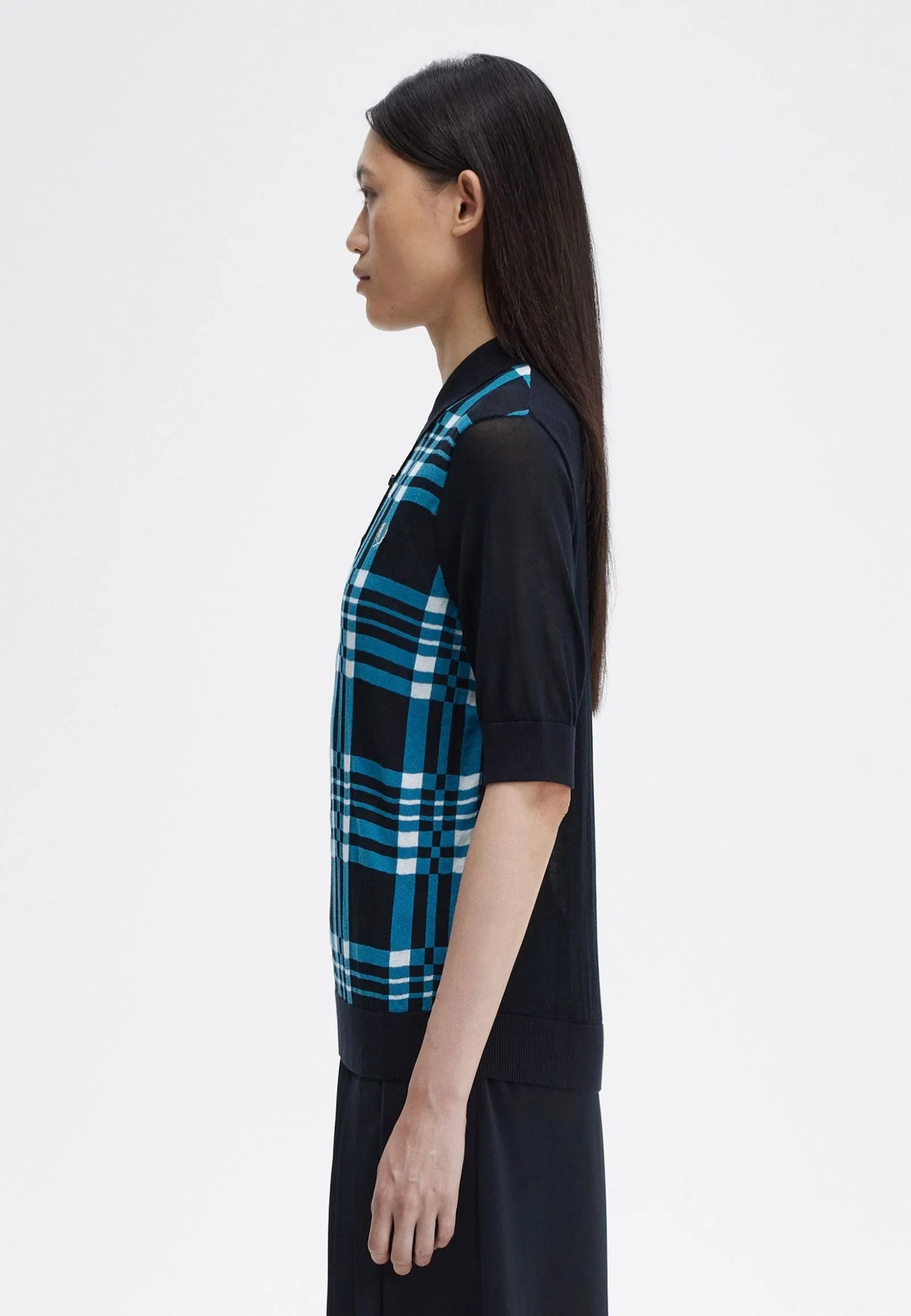 Fred Perry - Sheer Tartan Knitted Navy - Polo