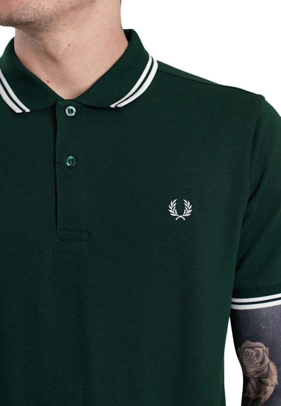 Fred Perry - Slim Fit Twin Tipped Ivy/Snow White - Polo