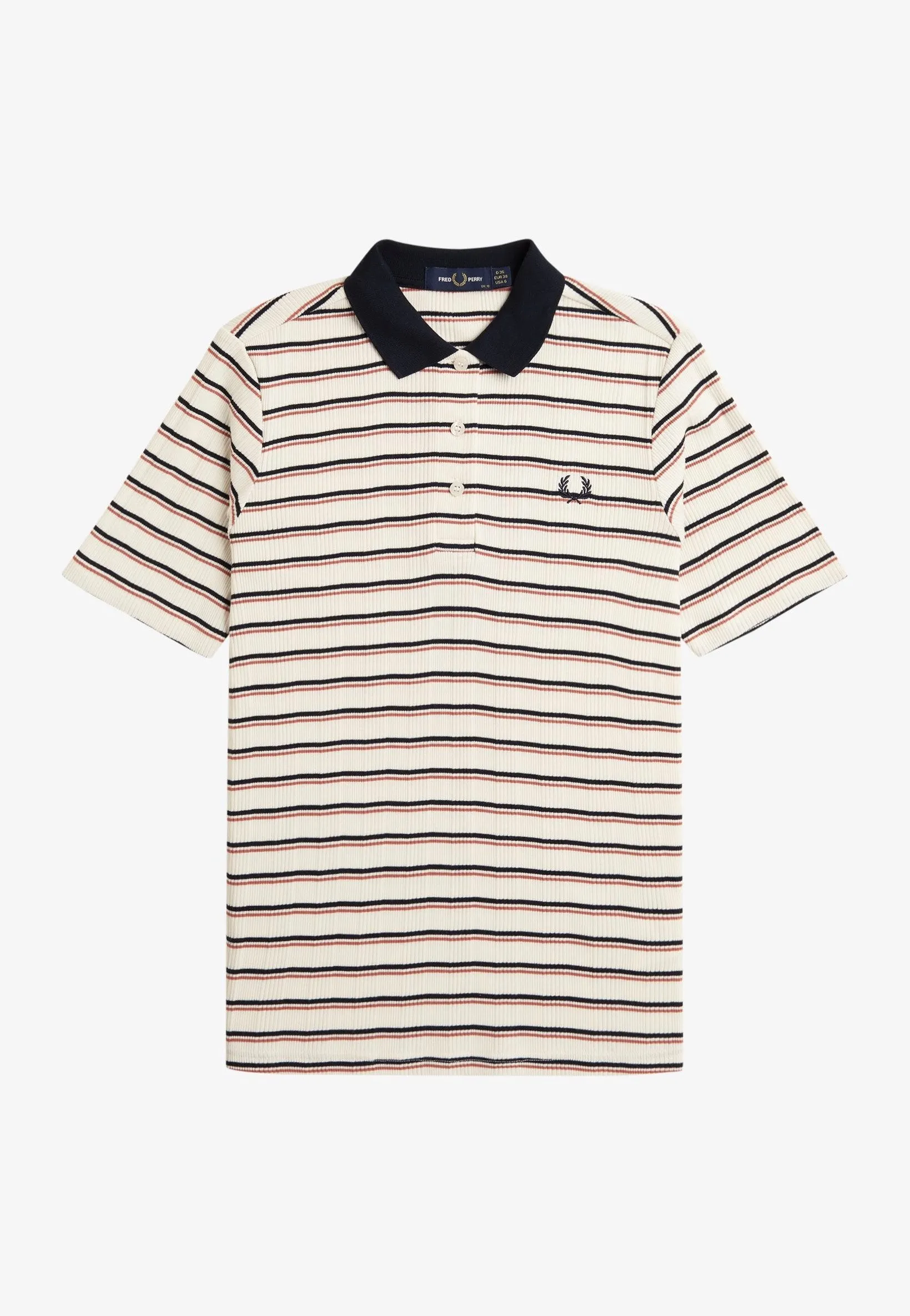 Fred Perry - Striped Ribbed Silky Peach - Polo