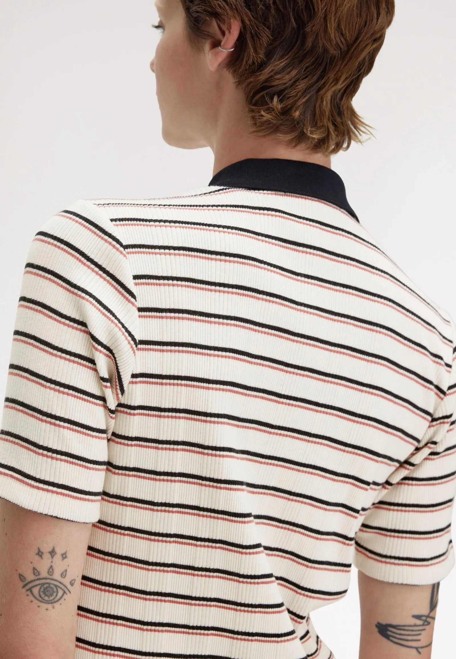 Fred Perry - Striped Ribbed Silky Peach - Polo