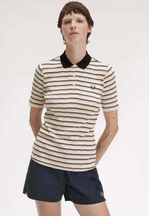 Fred Perry - Striped Ribbed Silky Peach - Polo