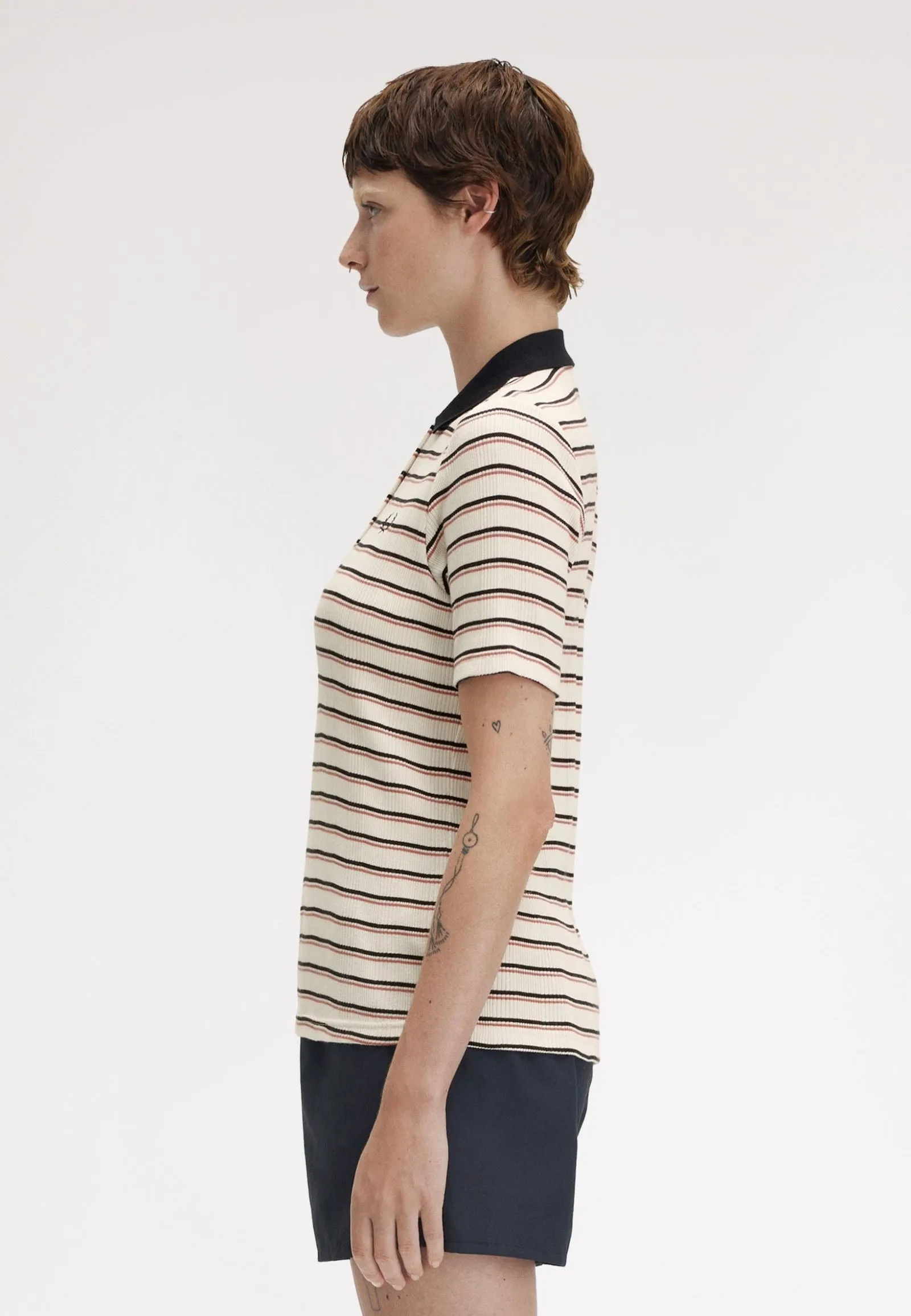 Fred Perry - Striped Ribbed Silky Peach - Polo
