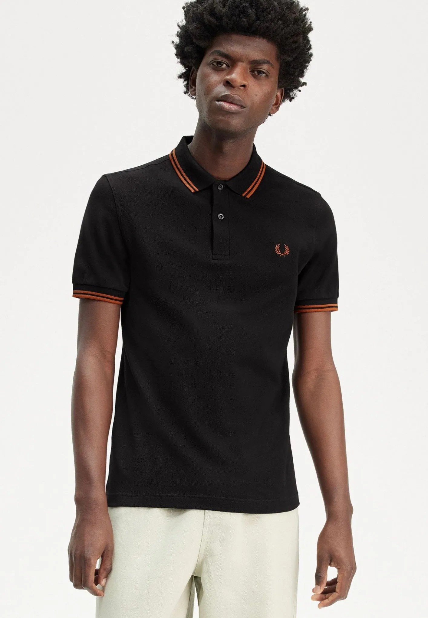 Fred Perry - The Twin Tipped Black/Marmalade - Polo