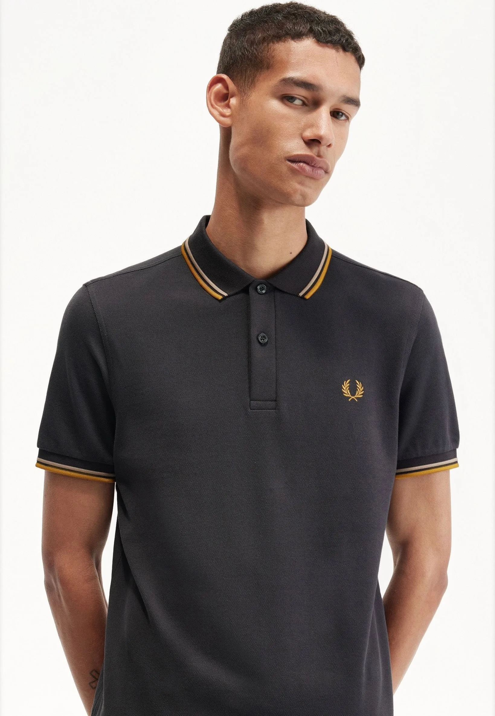 Fred Perry - Twin Tipped Anchor Grey/Warm Stone/Dark Caramel - Polo