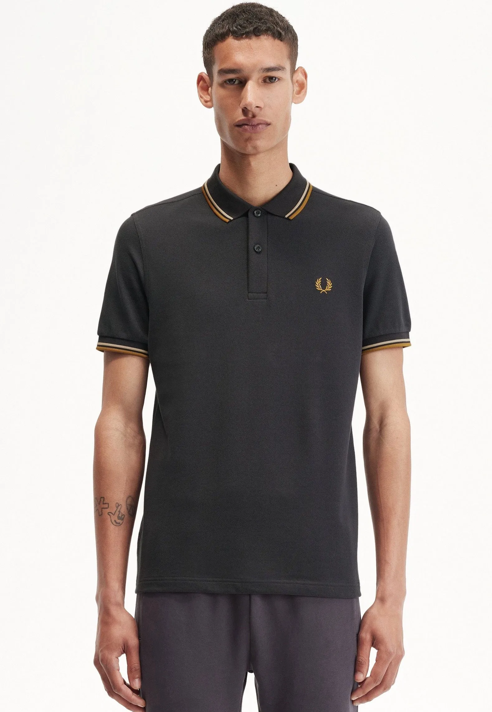 Fred Perry - Twin Tipped Anchor Grey/Warm Stone/Dark Caramel - Polo