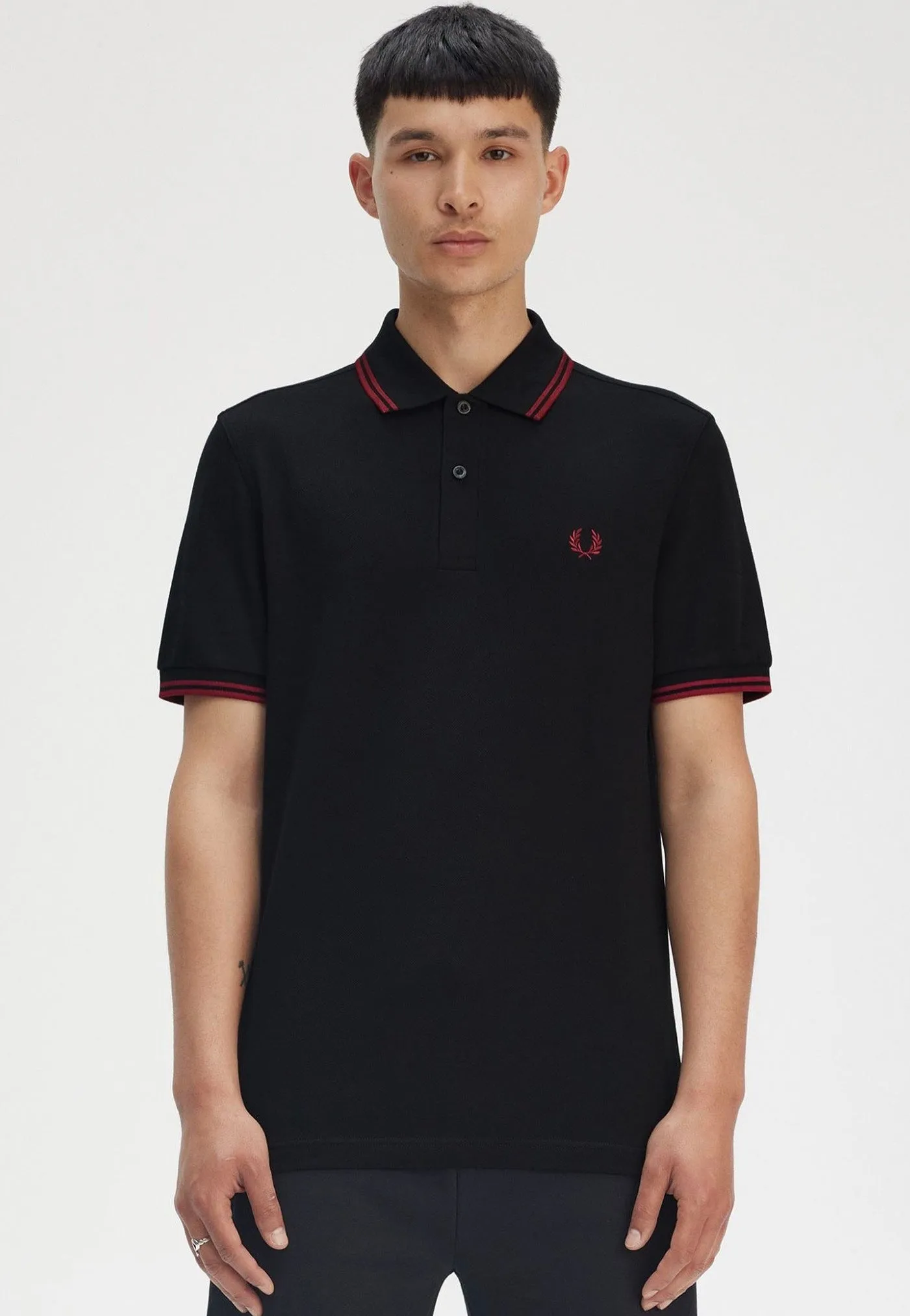 Fred Perry - Twin Tipped Black/Burnt Red - Polo