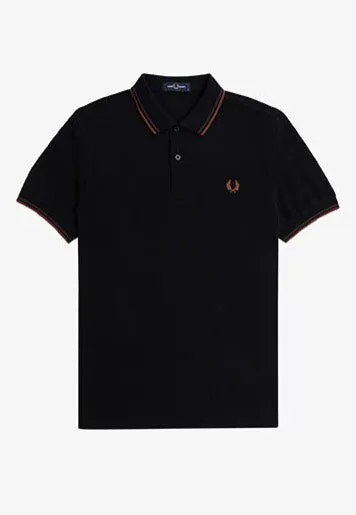Fred Perry - Twin Tipped Black/Carrington Road Brick/Whisky Brown - Polo