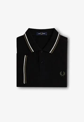 Fred Perry - Twin Tipped Black/Ecru/Laurel Wreath Green - Polo