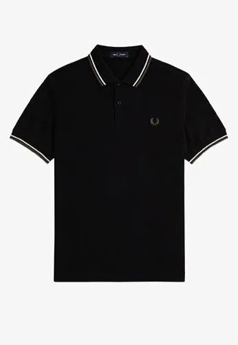 Fred Perry - Twin Tipped Black/Ecru/Laurel Wreath Green - Polo