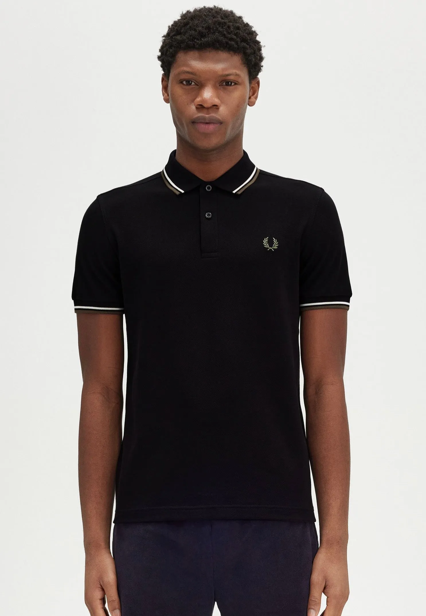 Fred Perry - Twin Tipped Black/Ecru/Laurel Wreath Green - Polo