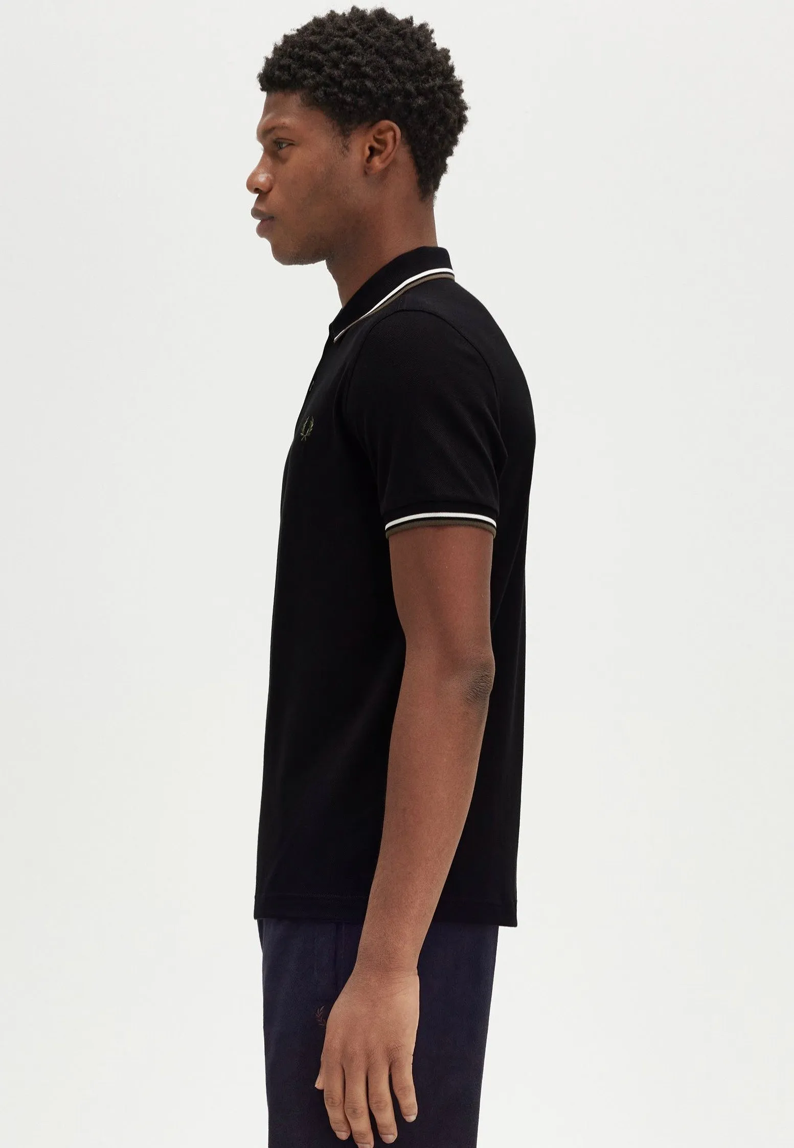 Fred Perry - Twin Tipped Black/Ecru/Laurel Wreath Green - Polo