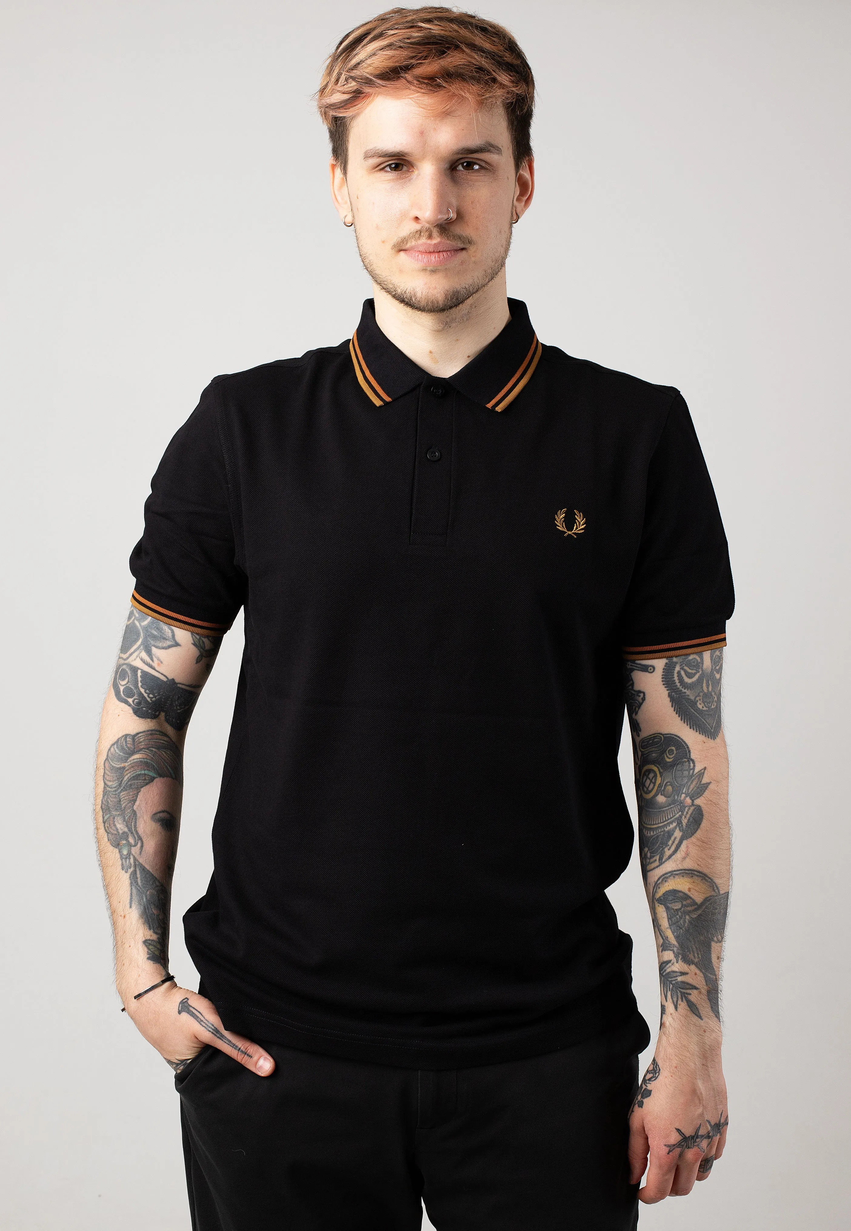 Fred Perry - Twin Tipped Black/Nut Flake/Dark Caramel - Polo