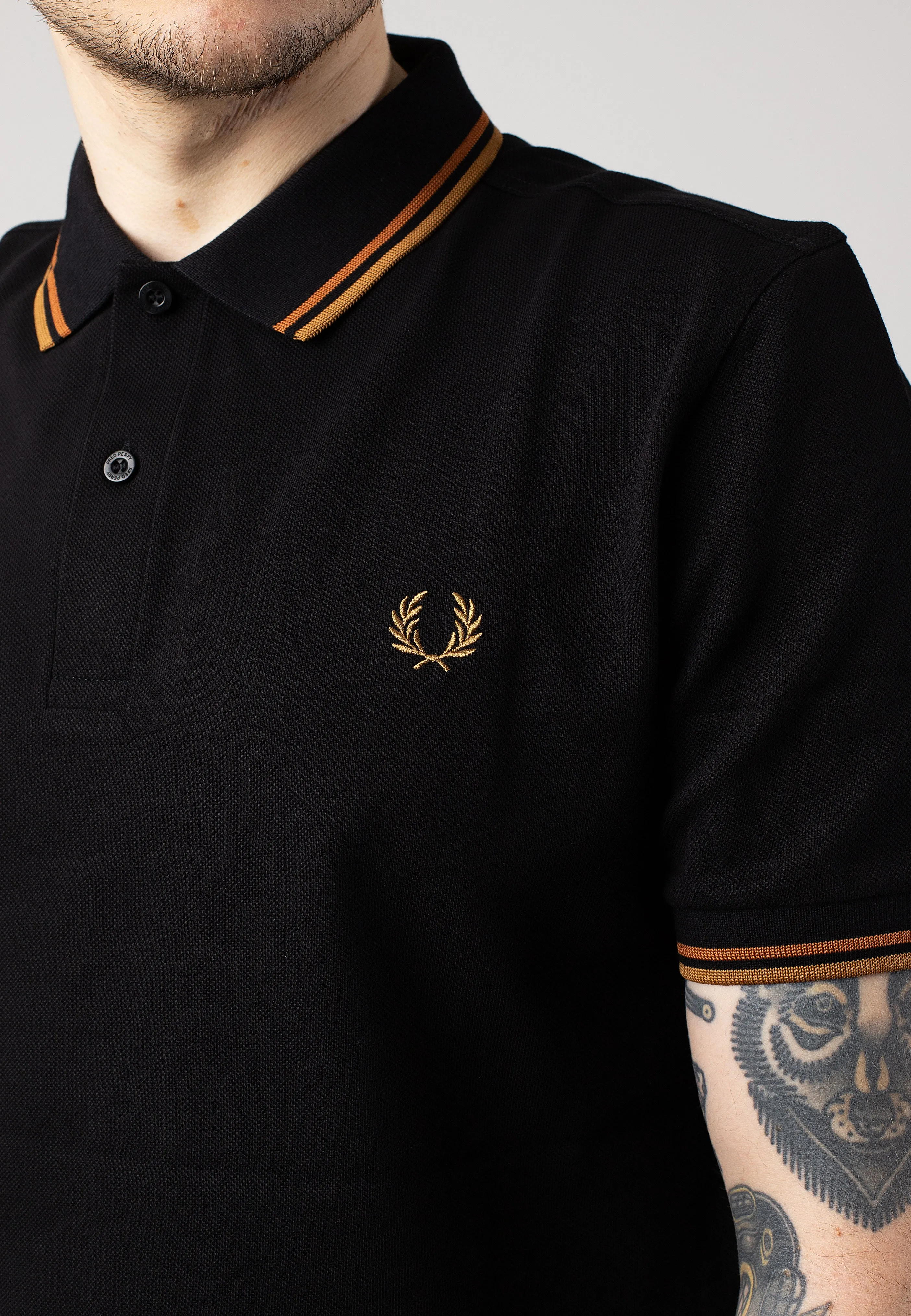 Fred Perry - Twin Tipped Black/Nut Flake/Dark Caramel - Polo