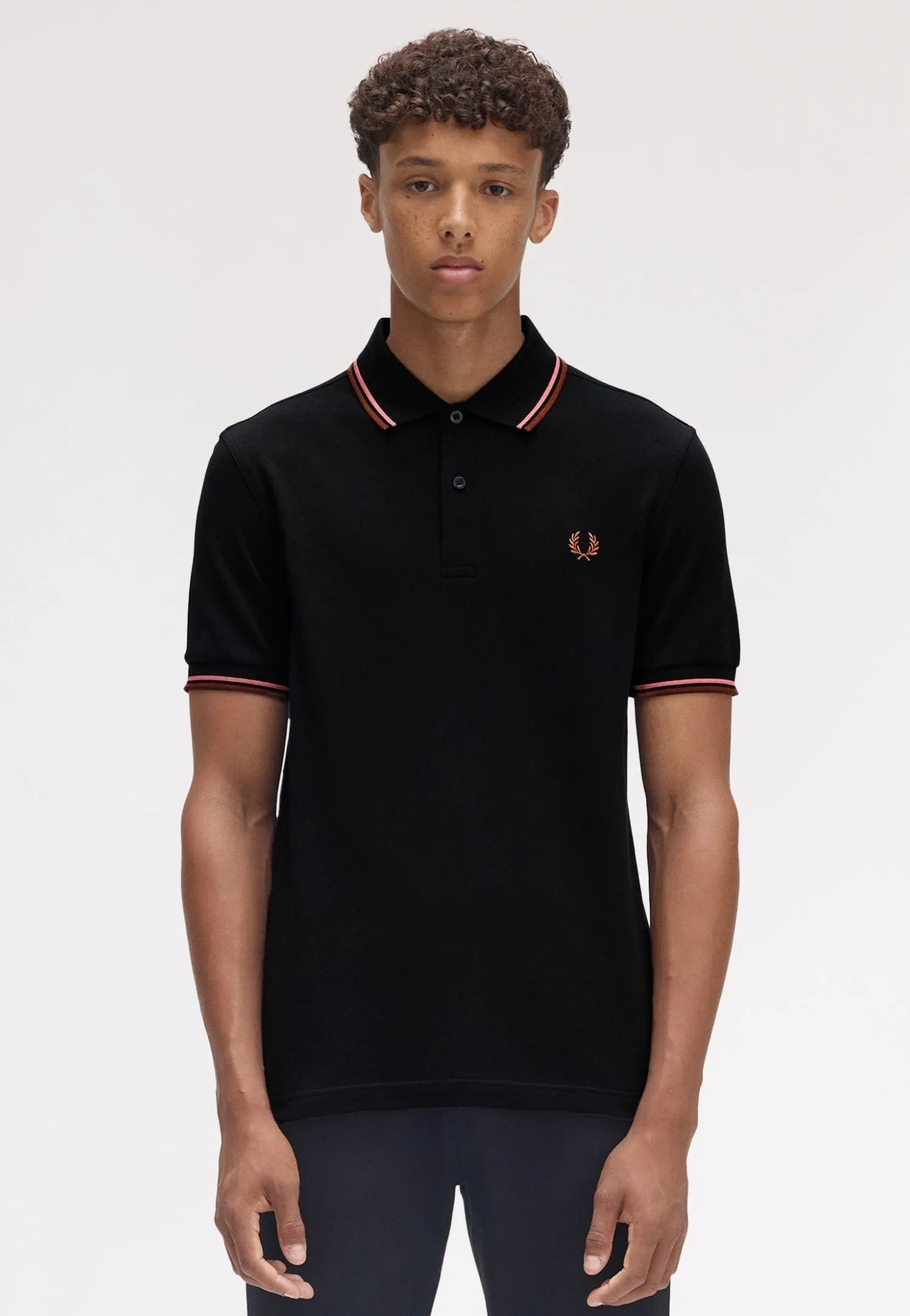 Fred Perry - Twin Tipped Black/Puttypink/Whbrw - Polo
