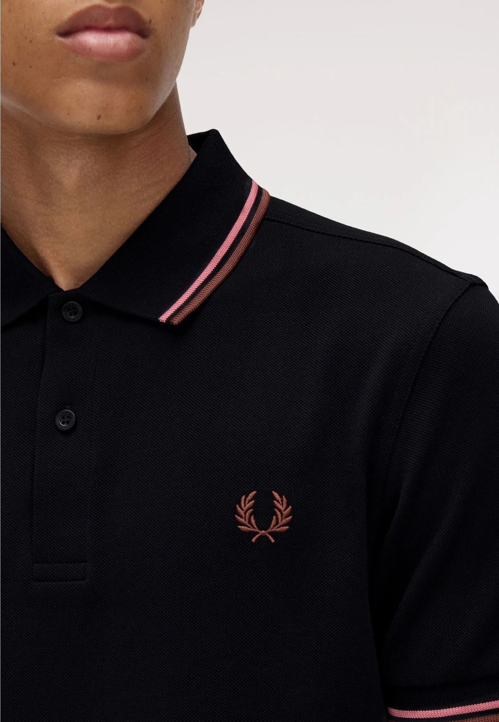 Fred Perry - Twin Tipped Black/Puttypink/Whbrw - Polo