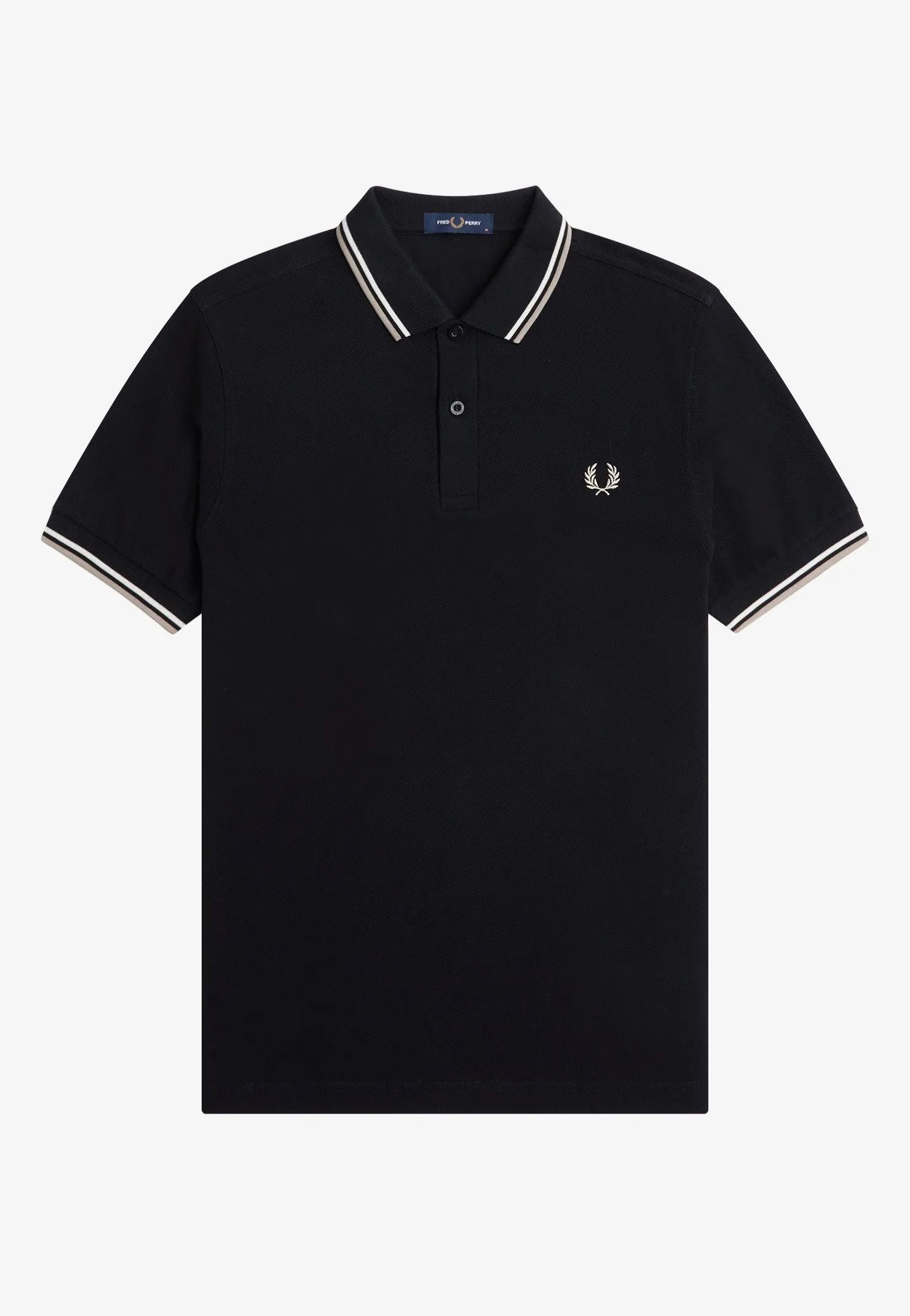 Fred Perry - Twin Tipped Black/Snow White/Warm Grey - Polo