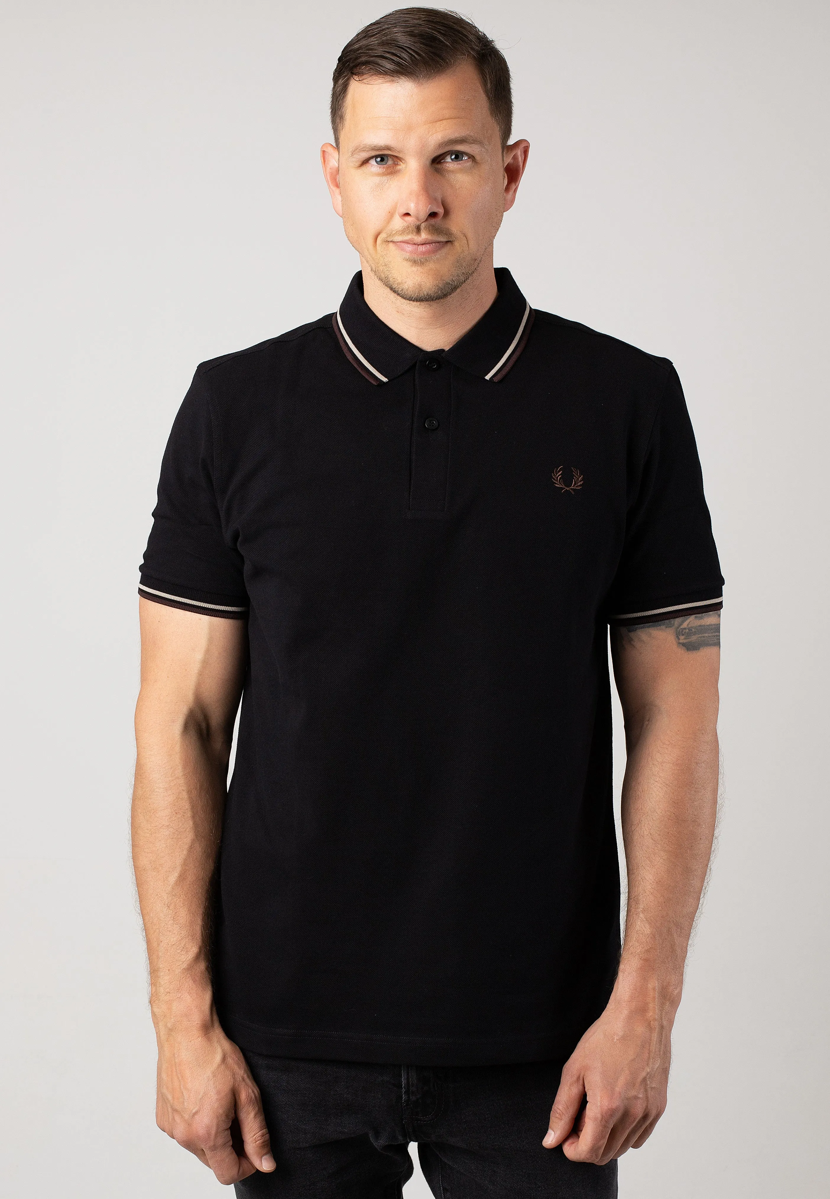Fred Perry - Twin Tipped Black/Warm Grey/Carrington Road Brick - Polo