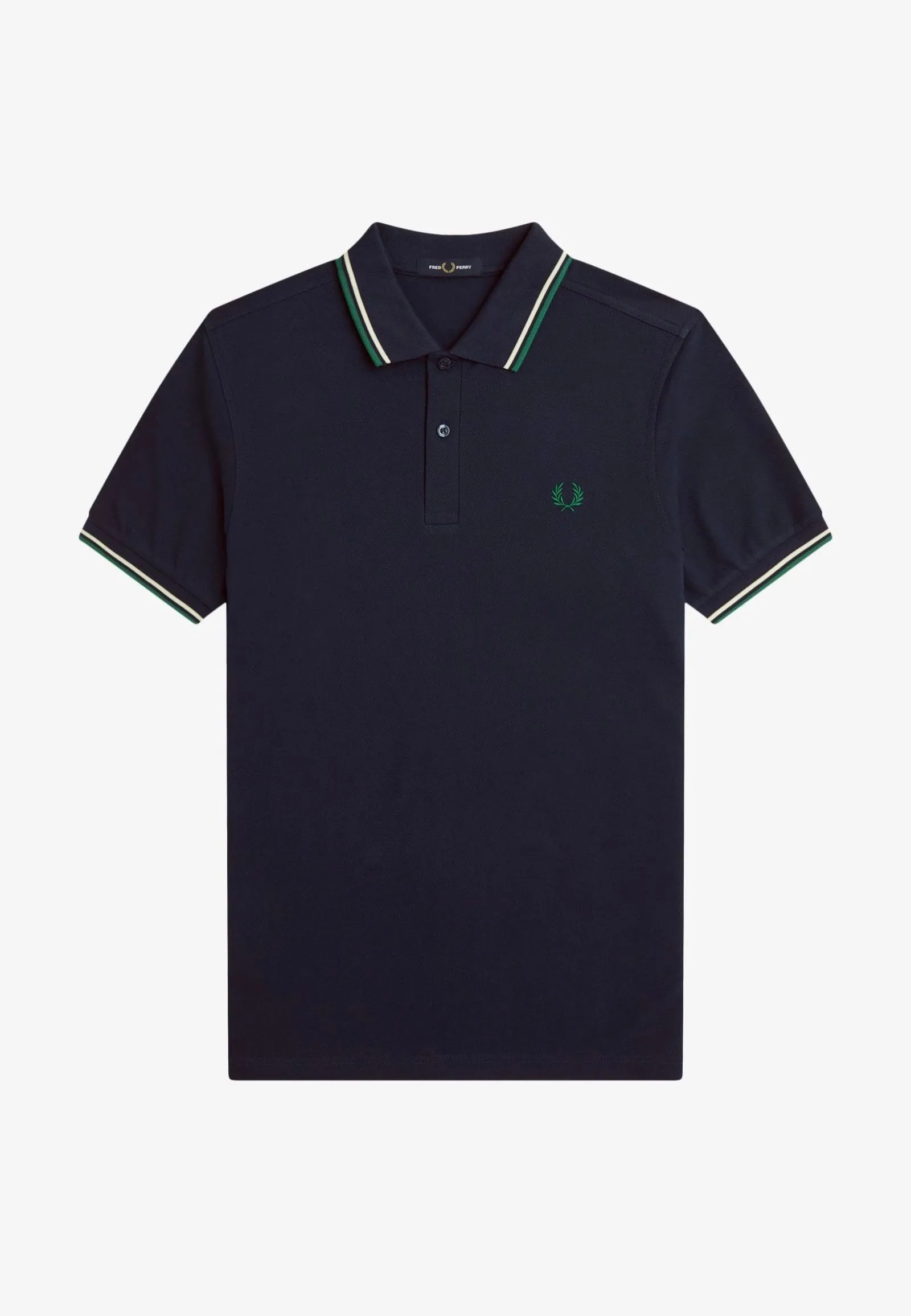 Fred Perry - Twin Tipped Dark Carbon/Light Ecru/Label Green - Polo
