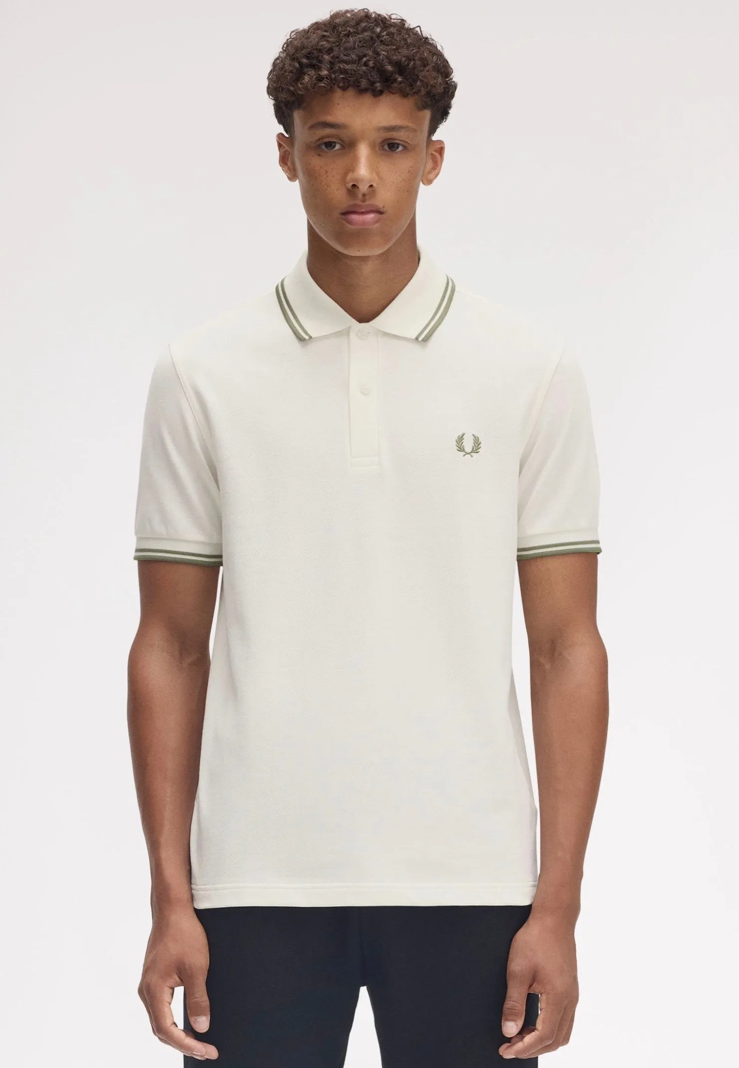 Fred Perry - Twin Tipped Lghecru/Olivmint - Polo