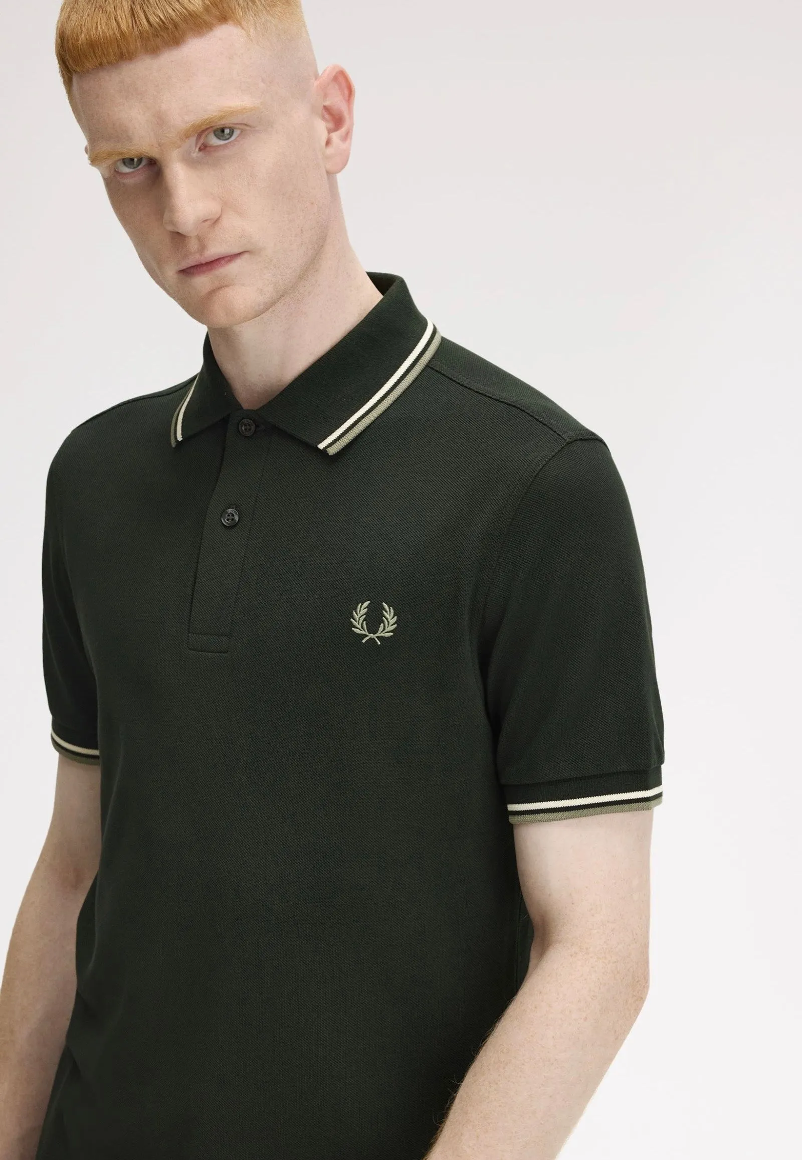 Fred Perry - Twin Tipped Night Green/Light Ecru/Olive Mint - Polo