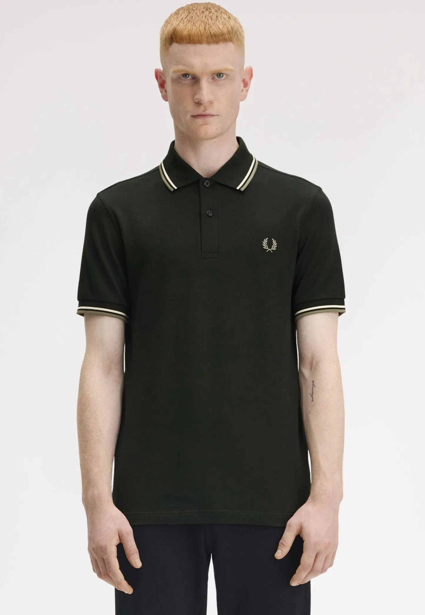 Fred Perry - Twin Tipped Night Green/Light Ecru/Olive Mint - Polo