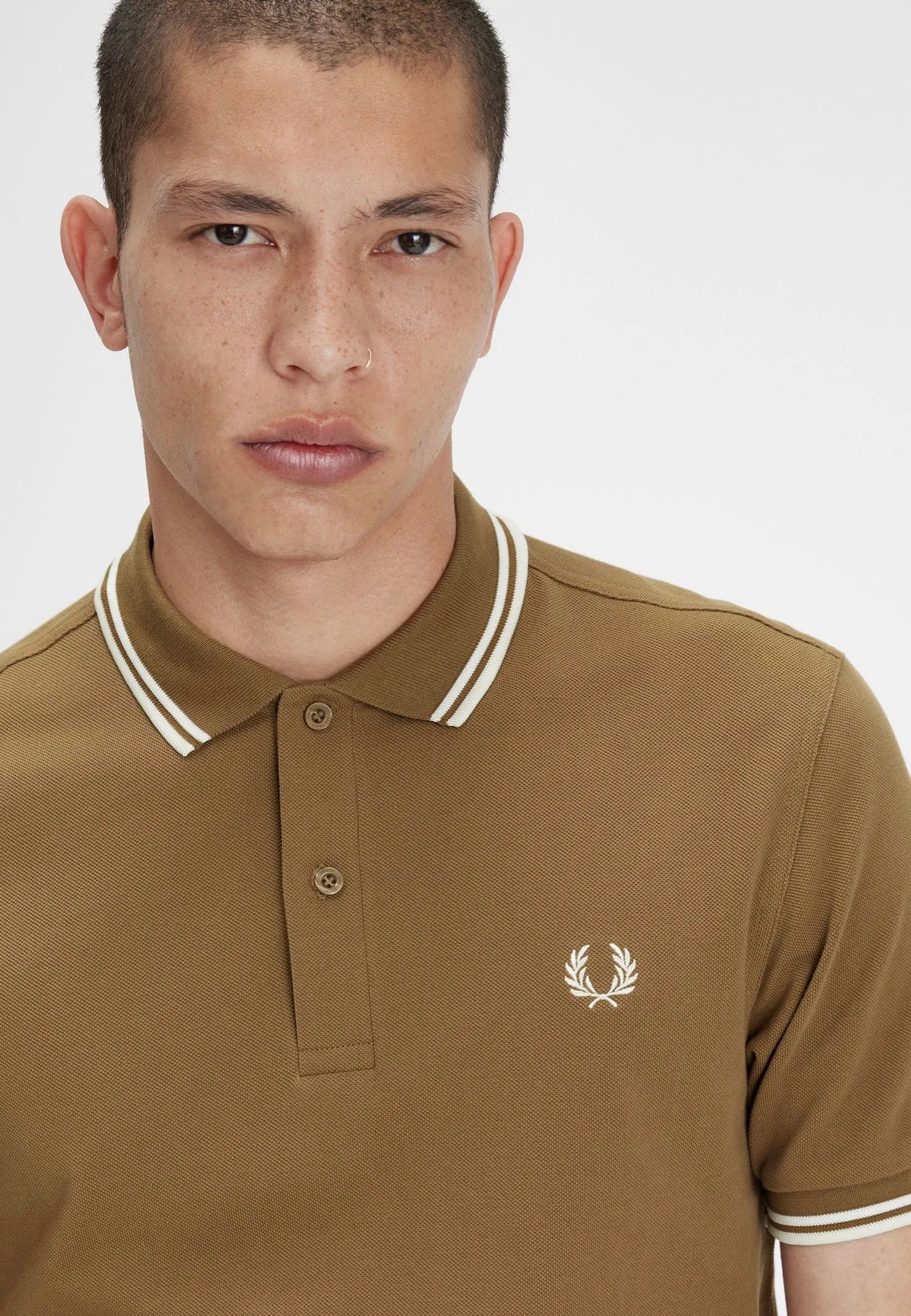 Fred Perry - Twin Tipped Shaded Stone/Snow White/Ecru - Polo