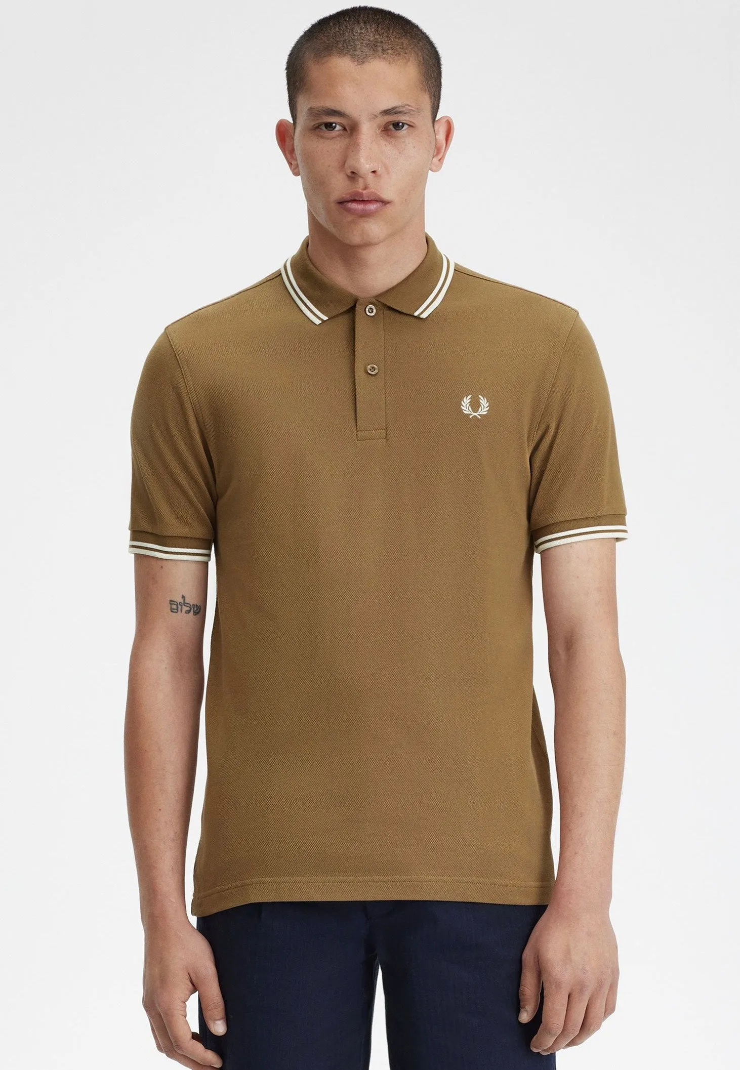 Fred Perry - Twin Tipped Shaded Stone/Snow White/Ecru - Polo