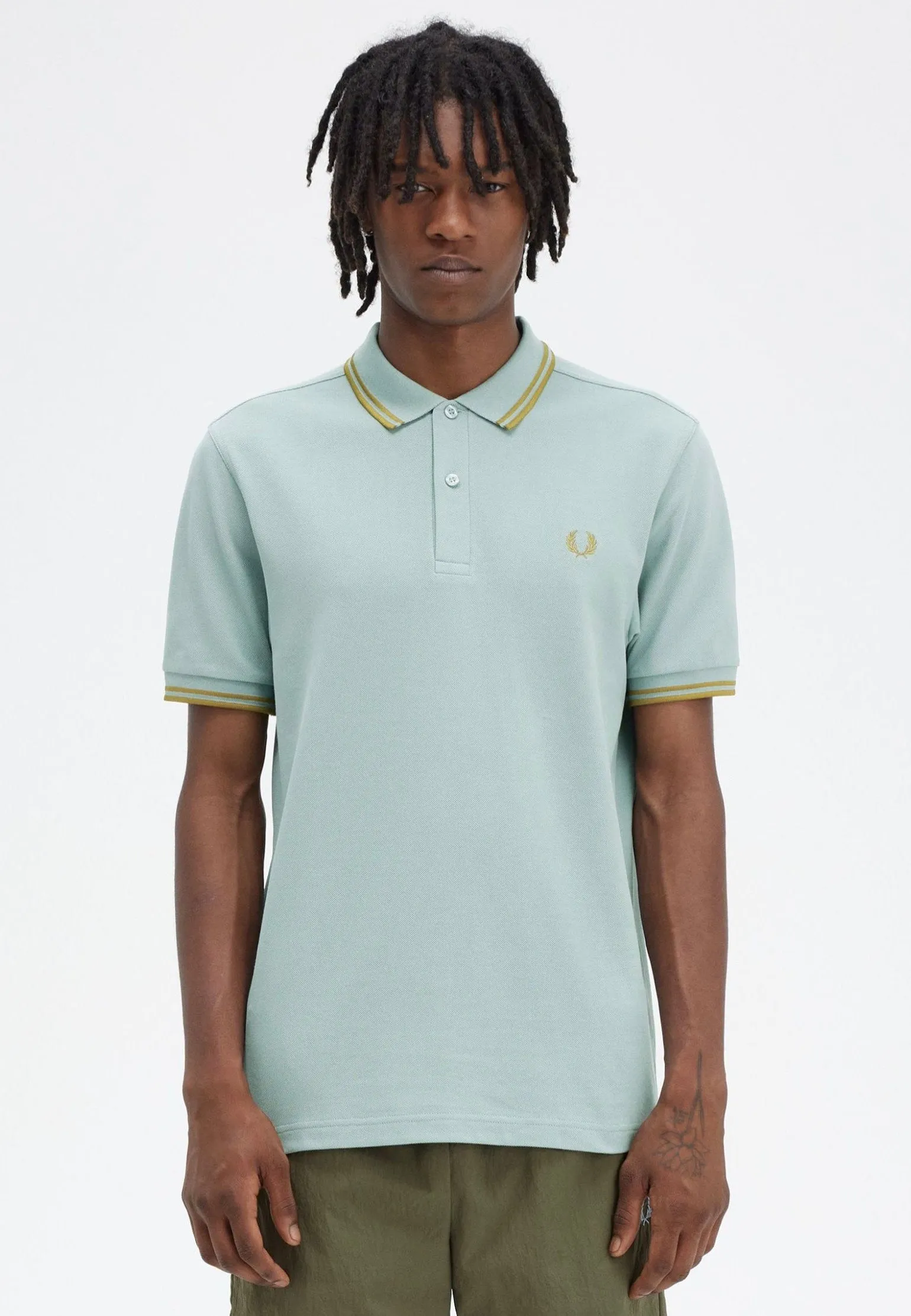 Fred Perry - Twin Tipped Silver Blue/Dark Caramel - Polo