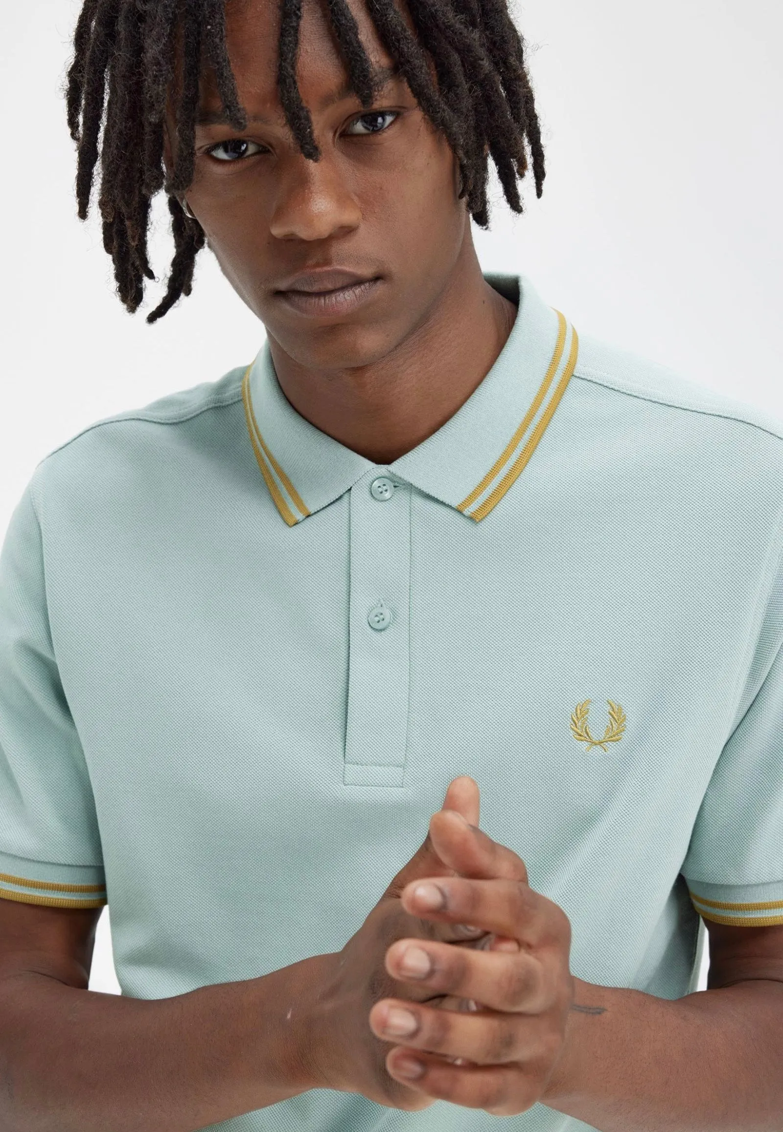 Fred Perry - Twin Tipped Silver Blue/Dark Caramel - Polo