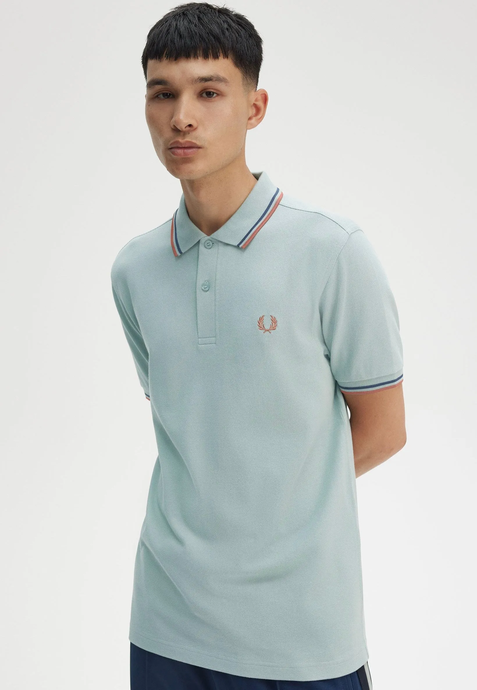 Fred Perry - Twin Tipped Silver Blue/Tennis Blue/Cinnamon - Polo