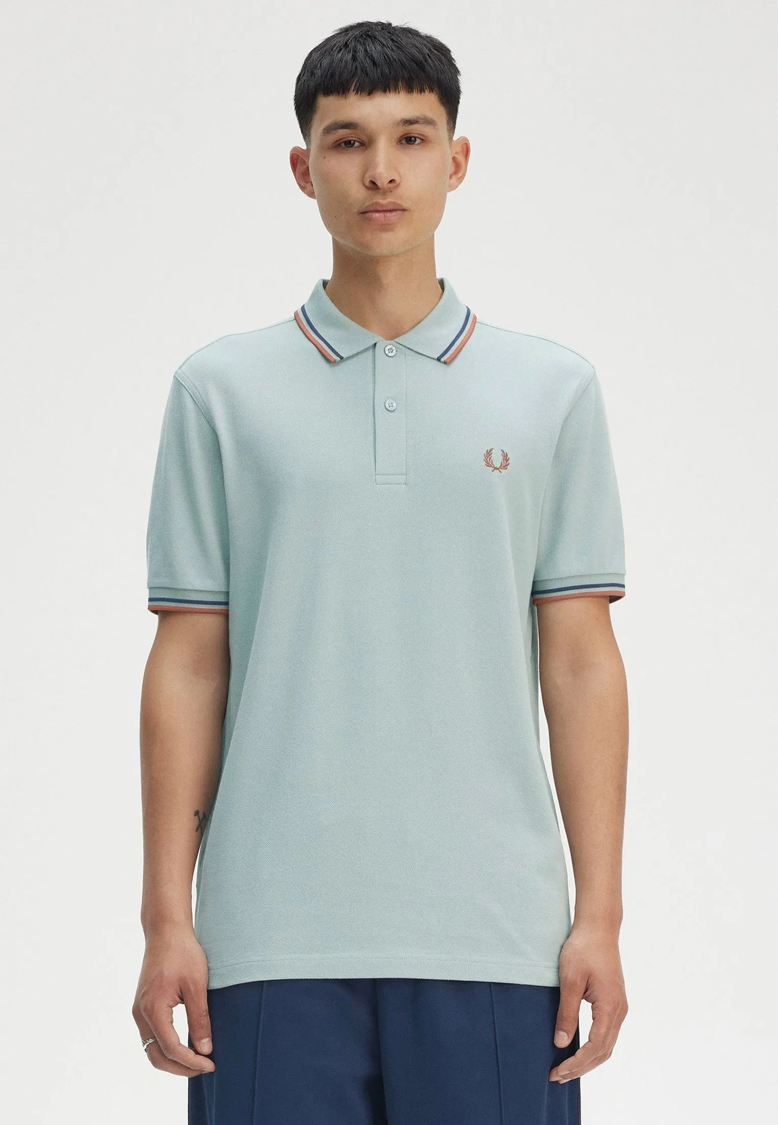 Fred Perry - Twin Tipped Silver Blue/Tennis Blue/Cinnamon - Polo